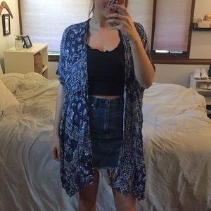 Knox Rose Blue Open Kimono Patterned small medium